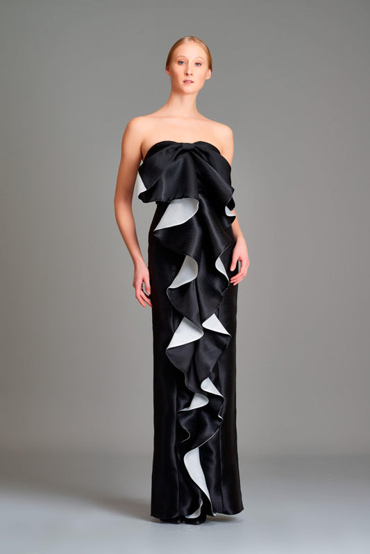 Double-side taffeta ruffled gown - John Paul Ataker