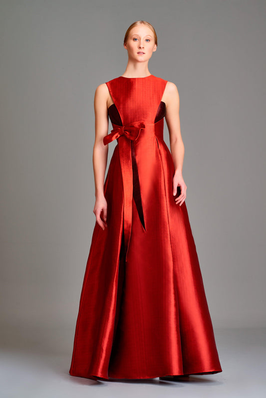 Double-side taffeta gown with bow detail - John Paul Ataker