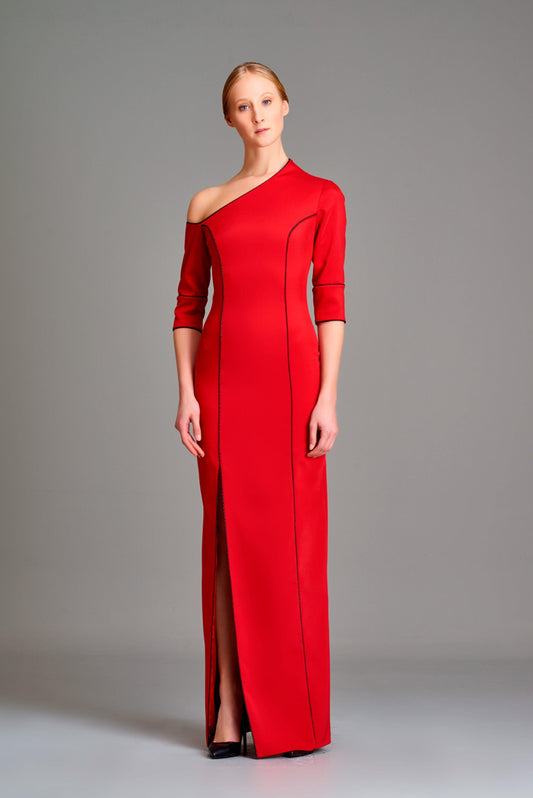Piping detailed faille long dress - John Paul Ataker