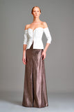 Stretch metallic ruffle detailed faille jumpsuit - John Paul Ataker
