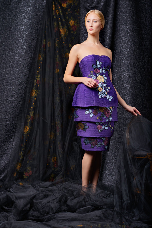 Small Pleated Taffeta Layered Dress