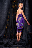 Small pleated taffeta fabric with flower appliques layered dress - John Paul Ataker