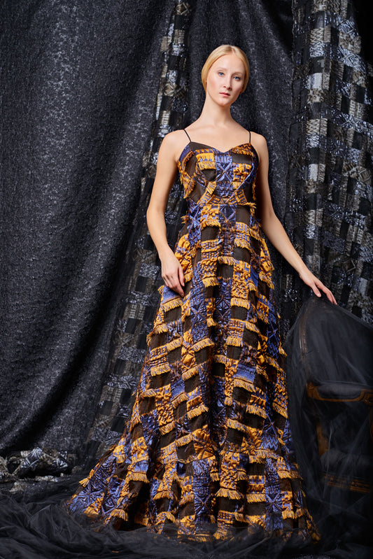 Tribal Fil-Coupe Long Dress