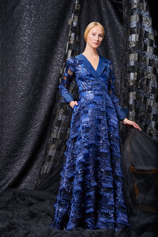 Tribal Fil-Coupe and Organza Long Dress