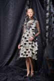 Pleated Organza and Tribal Fil-Coupe Short Dress