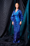 Button-up stretch metallic draped long dress - John Paul Ataker
