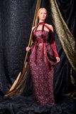 Metallic satin paneled flowered jacquard long dress - John Paul Ataker