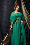 Draped Organza and Faille Long Dress