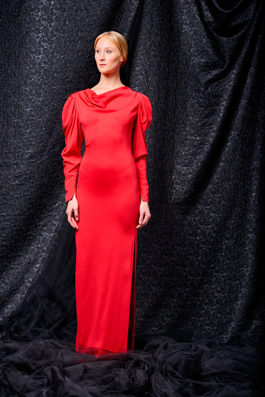 Draped double viscose long dress - John Paul Ataker