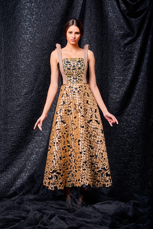 Sequin detailed taffeta midi dress - John Paul Ataker