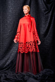 Laser-cut detailed taffeta and organza long dress - John Paul Ataker
