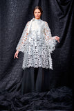 Laser-cut detailed taffeta and organza long dress - John Paul Ataker