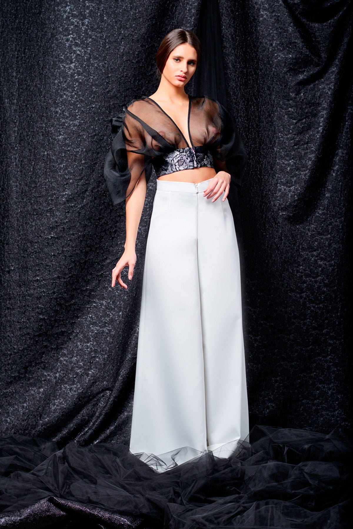 High-waist ,wide leg faille pant - John Paul Ataker