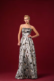 Ethnic Jacquard Strapless Long Dress