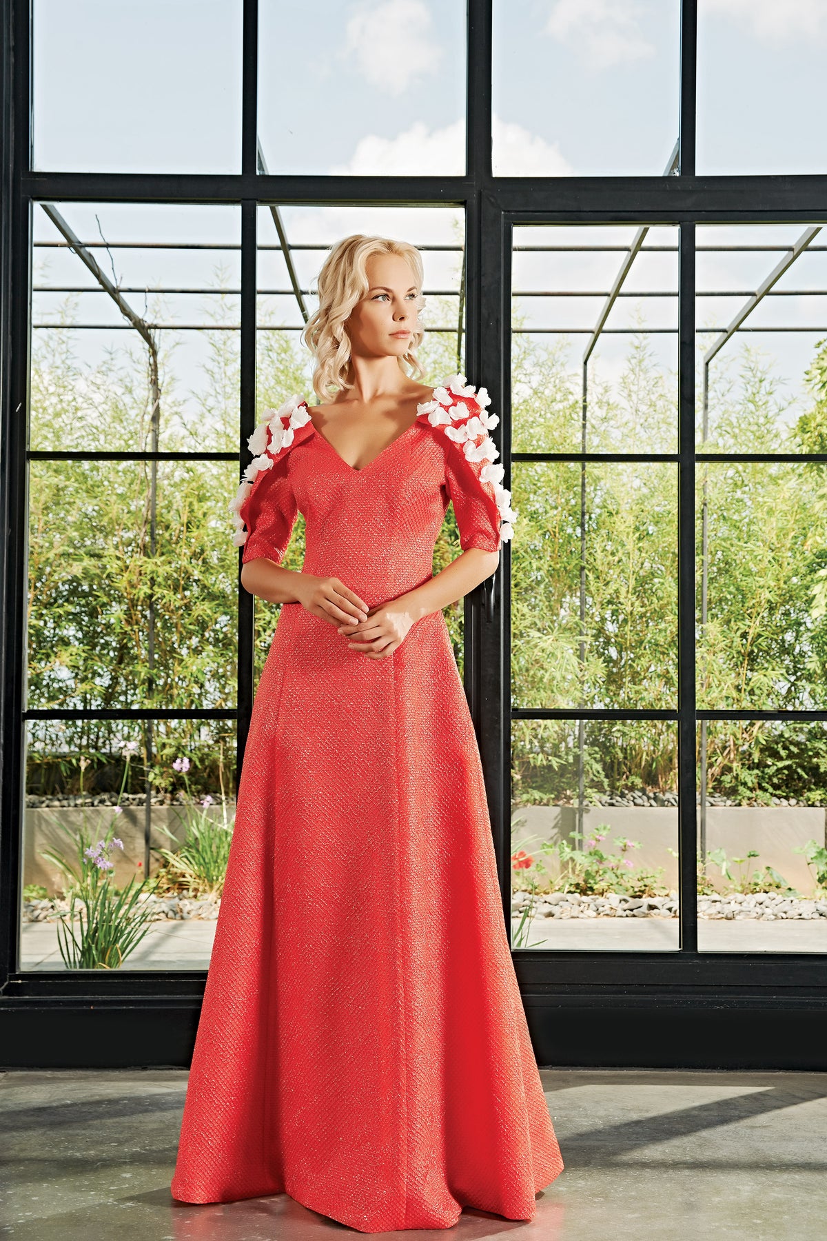 3D Flower Detailed Long Dress
