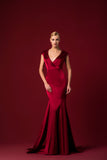 Collar Detailed Stretch Satin Viscose Long Dress