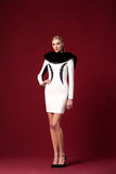 Faux-Fur Detailed Double Viscose Short Dress