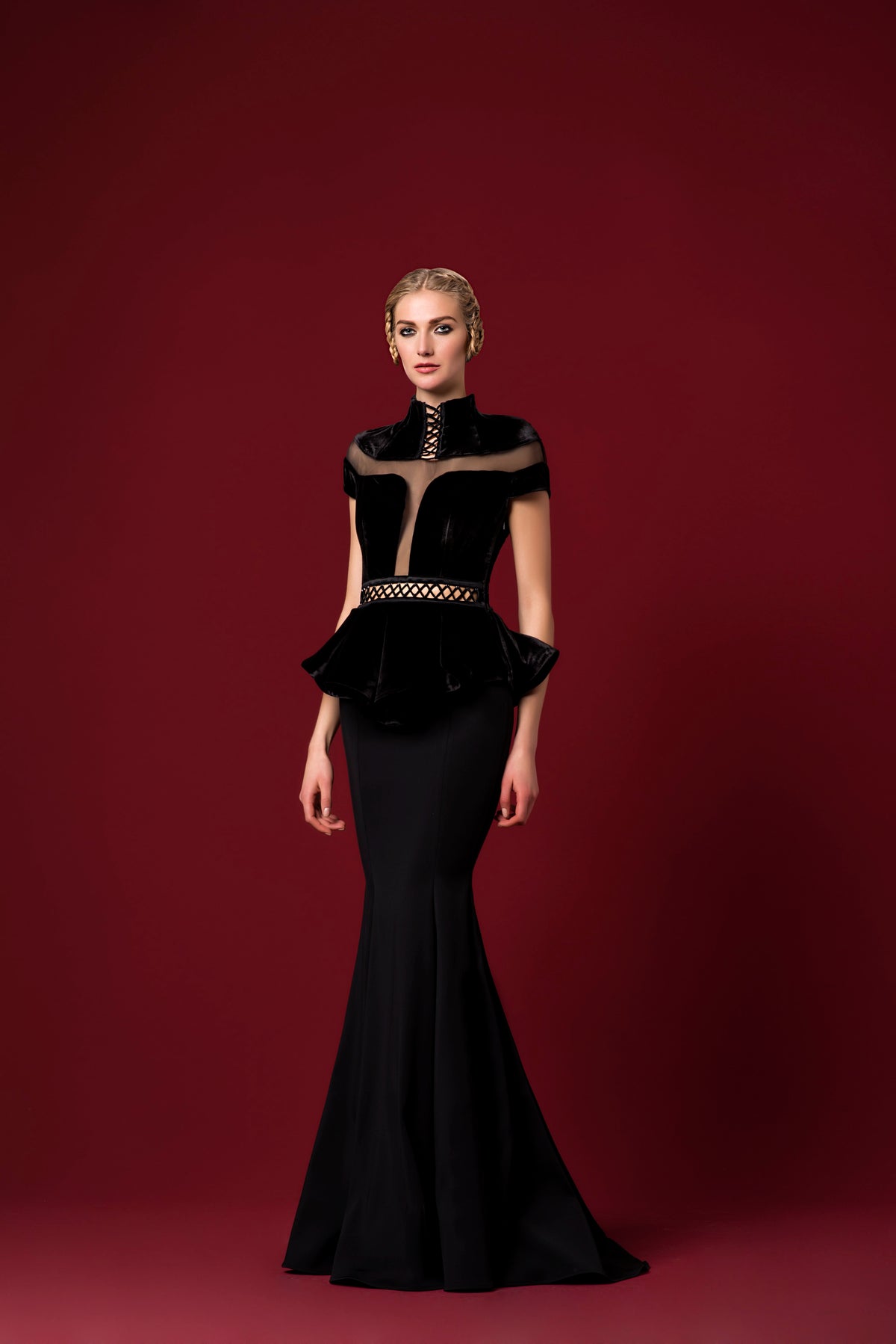 Lace-Up Detailed Velvet and Double-Faced Viscose Dress John Paul Ataker Lace-Up Detailed Velvet and Double-Faced Viscose Dress John Paul Ataker