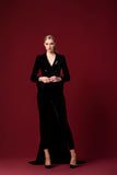 Draped Double-Breast Velvet Jacket with Stretch Velvet Pant
