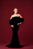 Draped Shinny Velvet Long Dress