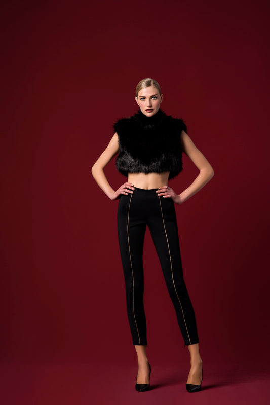 Faux-Fur Crop Top with Double Viscose Skinny Pant