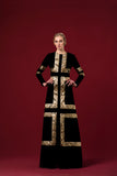 Metallic Lazer-Cut Panelled Shinny Velvet Long Jacket