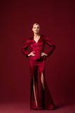 Double-Breast Stretch Satin Viscose Jacket and Pant