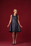 Side Lace-Up Detailed Metallic Jacquard Short Dress
