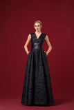 Lazer-Cut Detailed A-Line Jacquard Dress