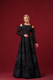 Structured Flowered Burn-Out Organza and Jacquard Gown