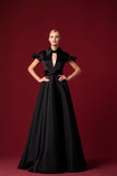 Stretch Satin and Organza Gown