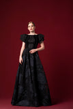 Pleat Detailed Long A-Line Flowered Burn-Out Organza Dress