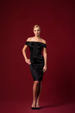 Pleat Detailed Stretch Satin Viscose Short Dress