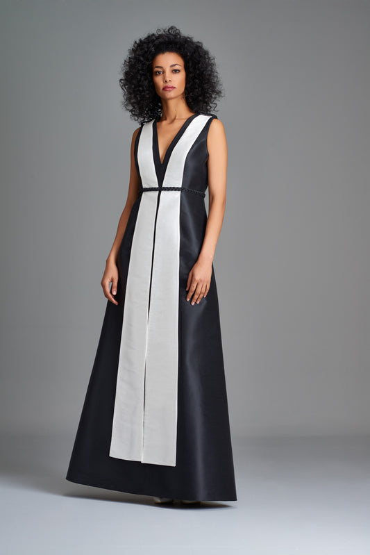 Paneled Two-Toned Long Dress