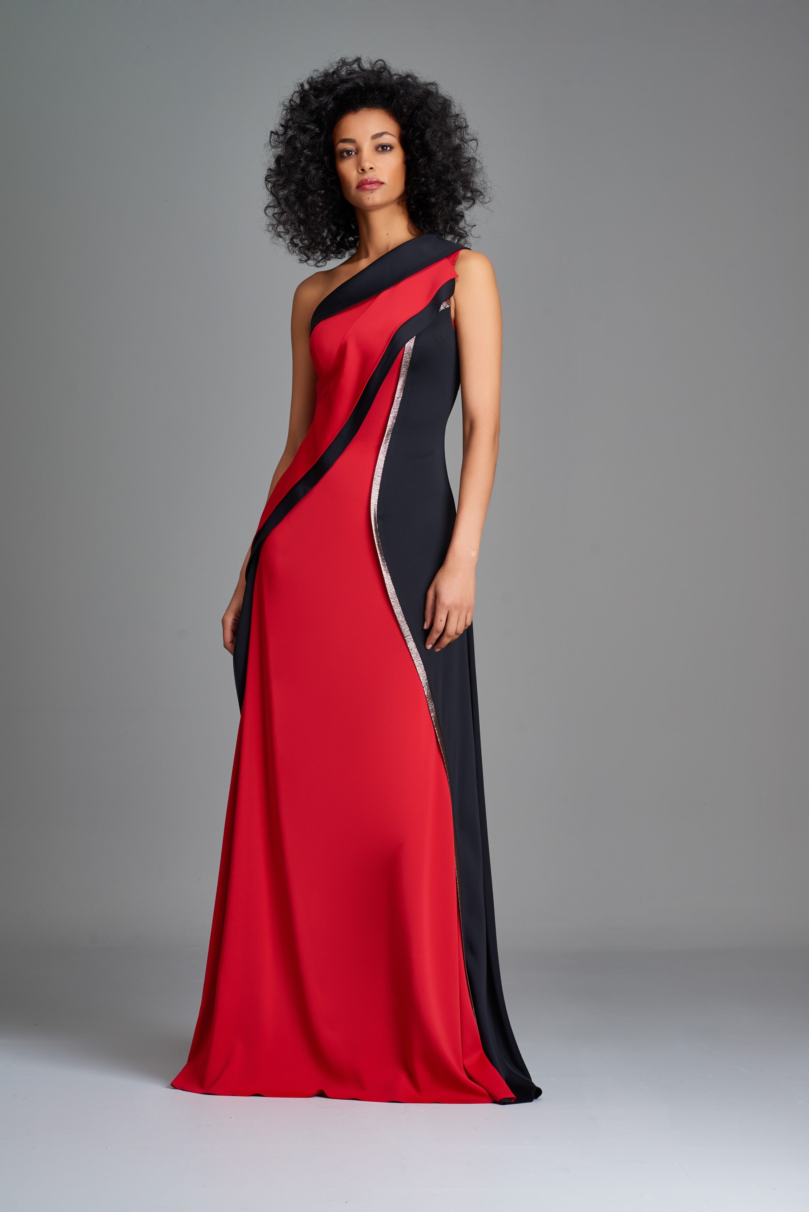 Two-Toned Double Viscose and Stretch Metallic Dress – John Paul Ataker