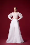 Button-Up Detailed Organza Gown