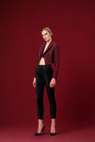 Metallic Piping Detailed Short Jacquard Jacket with Double Viscose Skinny Pant