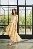 Big Flowered Fil-Coupe Hi-Low Dress
