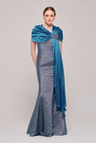 Shawl Detail Blue Long Mermaid Dress
