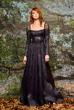 Organza Shoulder Metallic Crinkle Jacquard Gown