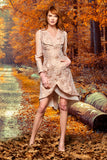 Organza Band Detailed Flowered Jacquard Mini Dress
