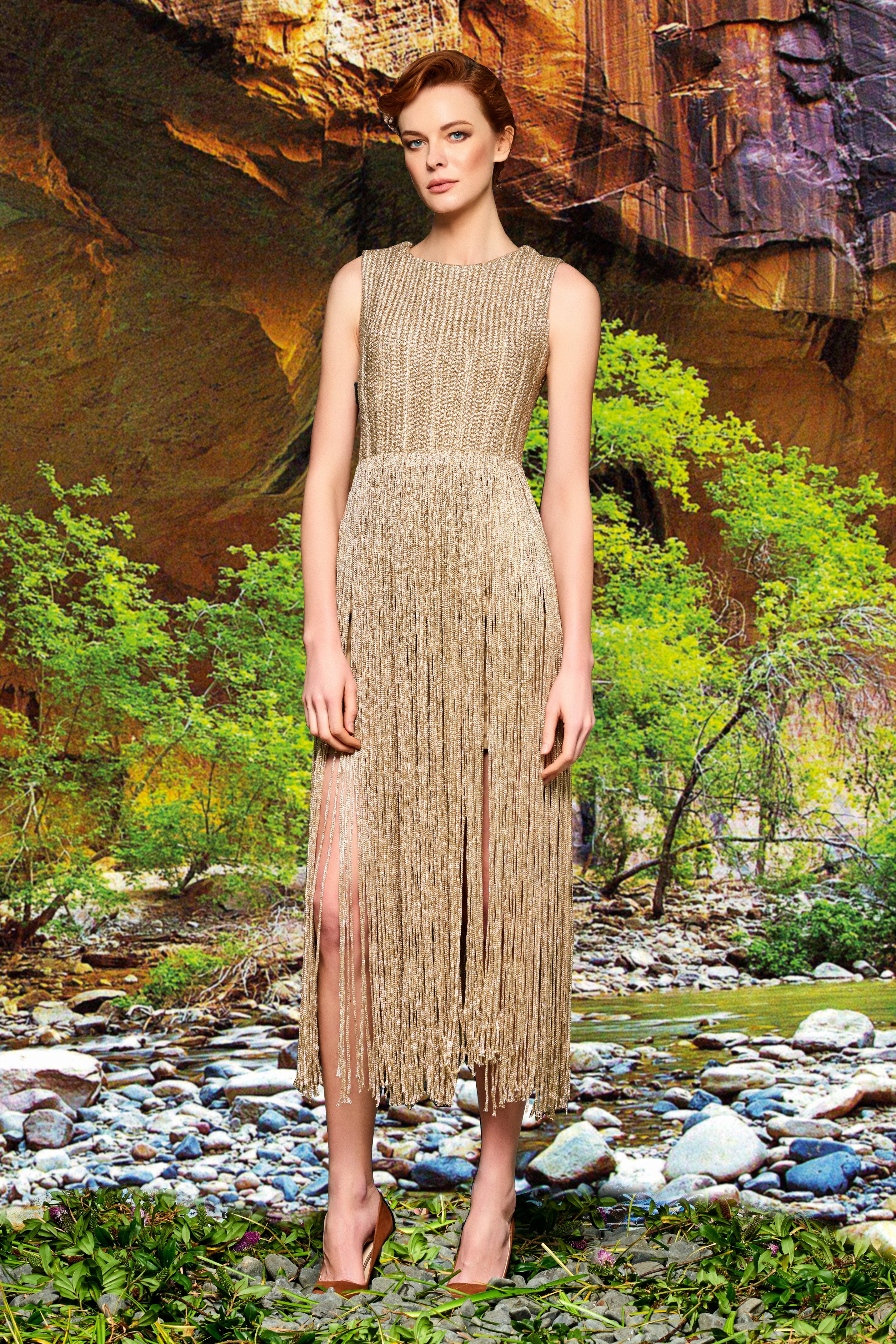 fringe metallic dress Diagonal Metallic Fringe Dress