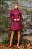 Button Detailed Crinkled Jacquard Mini Dress