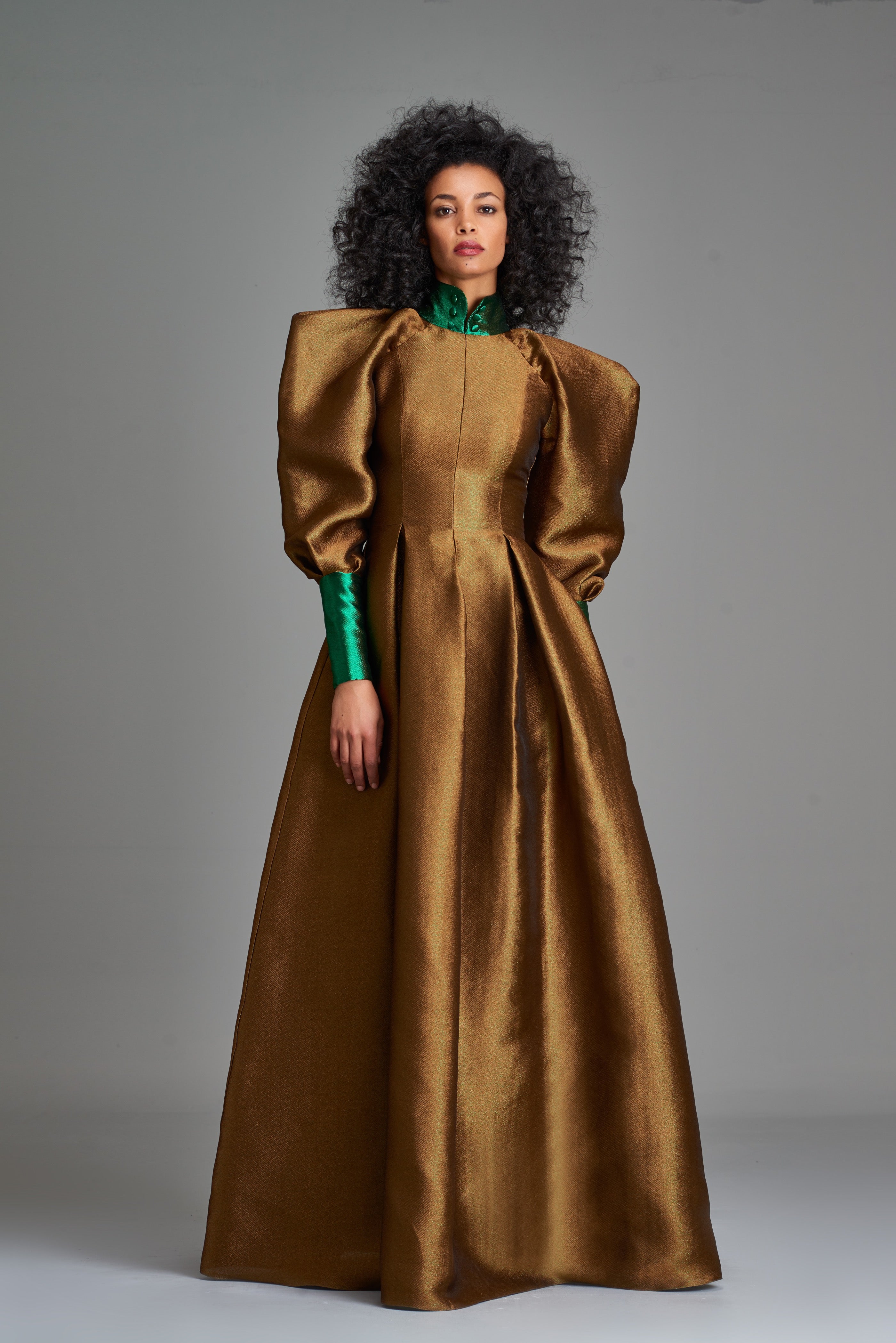 Baloon Sleeve Double-Side Taffeta Gown GRAY Baloon Sleeve Double-Side Taffeta Gown GRAY