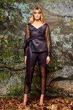 Organza Sleeve Metallic Crinkle Jacquard Top and Pant