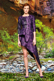Asymmetric Metallic and Flowered Jacquard Mini Dress