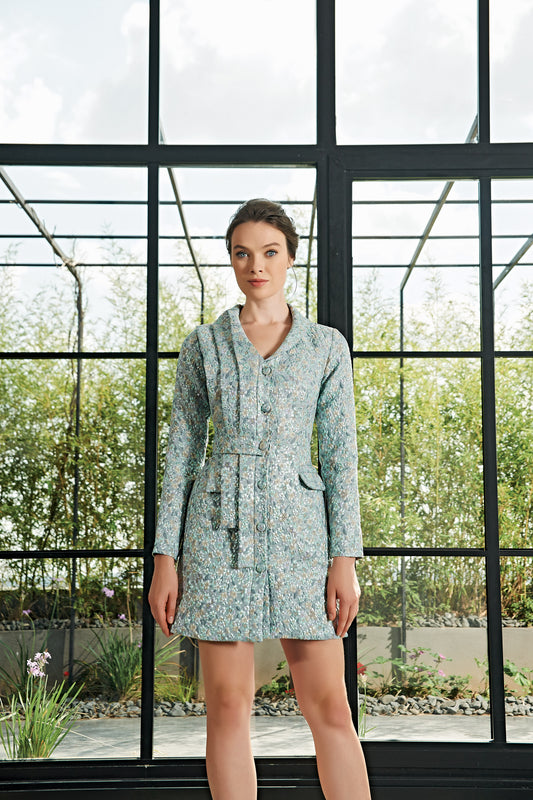 Paneled Flowered Jacquard Jacket