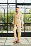 Asymmetric Flowered Jacquard Jacket and Jacquard Pant