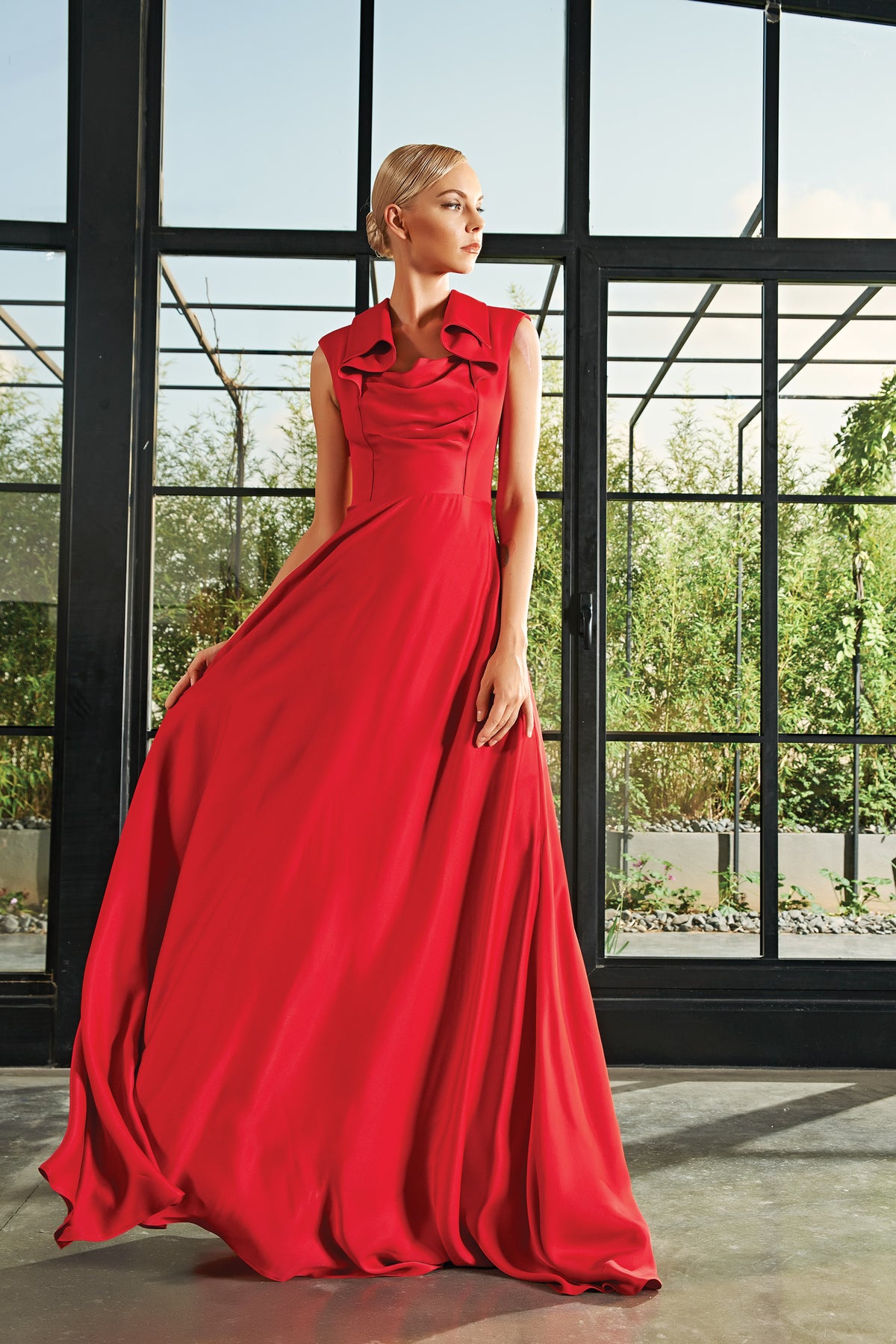 viscose bridesmaid dress Aqua KarenMillen Viscose Satin Drape Midi Dress