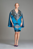 Multi Fabric Combined Cape Jacket with Multi Fabric Combined Skirt